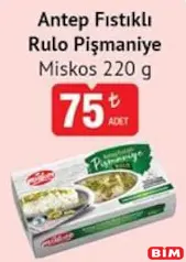 MİSKOS ANTEP FISTIKLI RULO PİŞMANİYE 220 G
